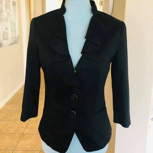 White House Black Market Jackets & Blazers - WHBM ruffle blazer black 4